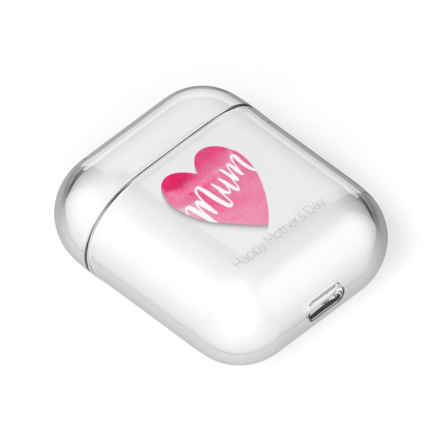 Mothers Day Watercolour Heart AirPods Case Laid Flat