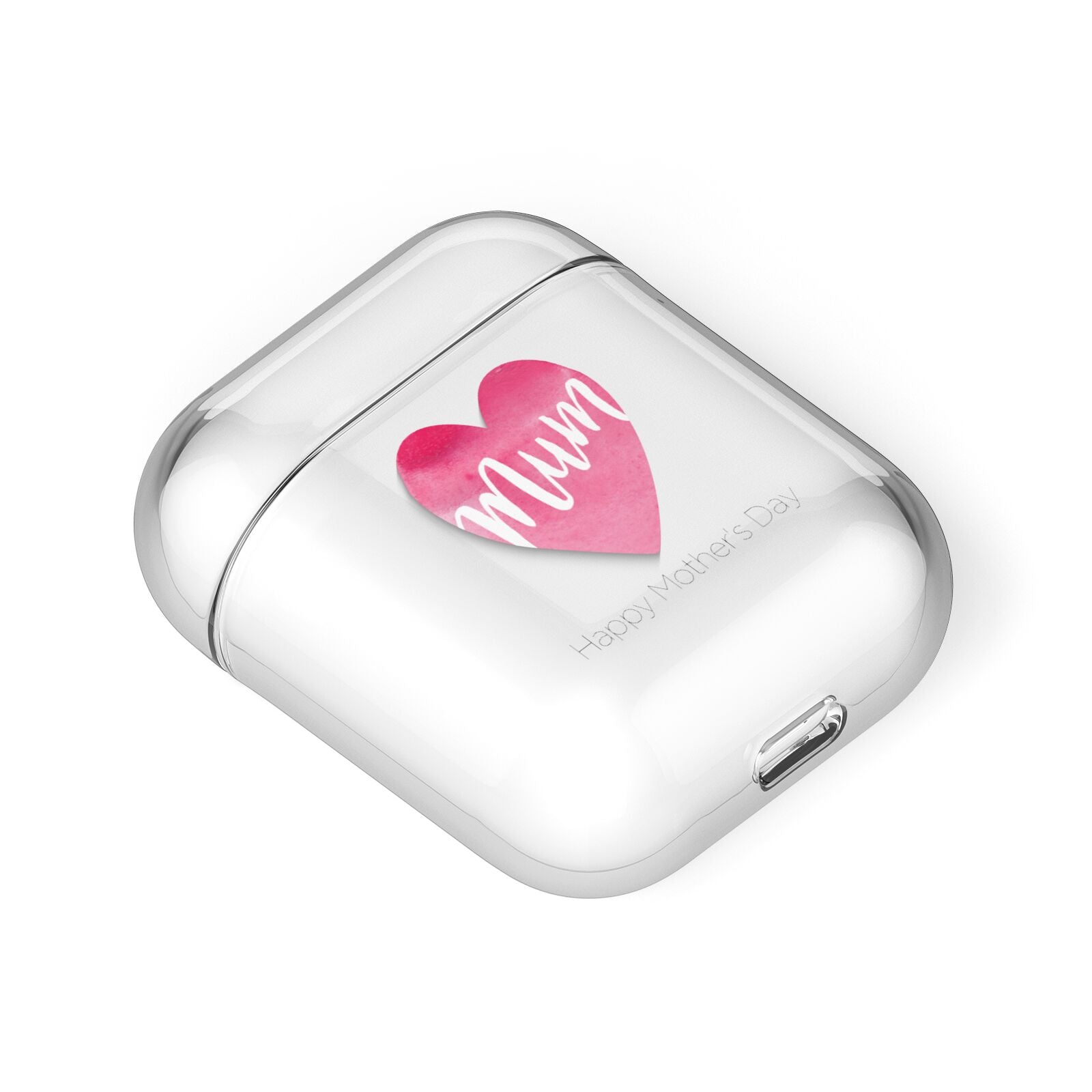 Mothers Day Watercolour Heart AirPods Case Laid Flat