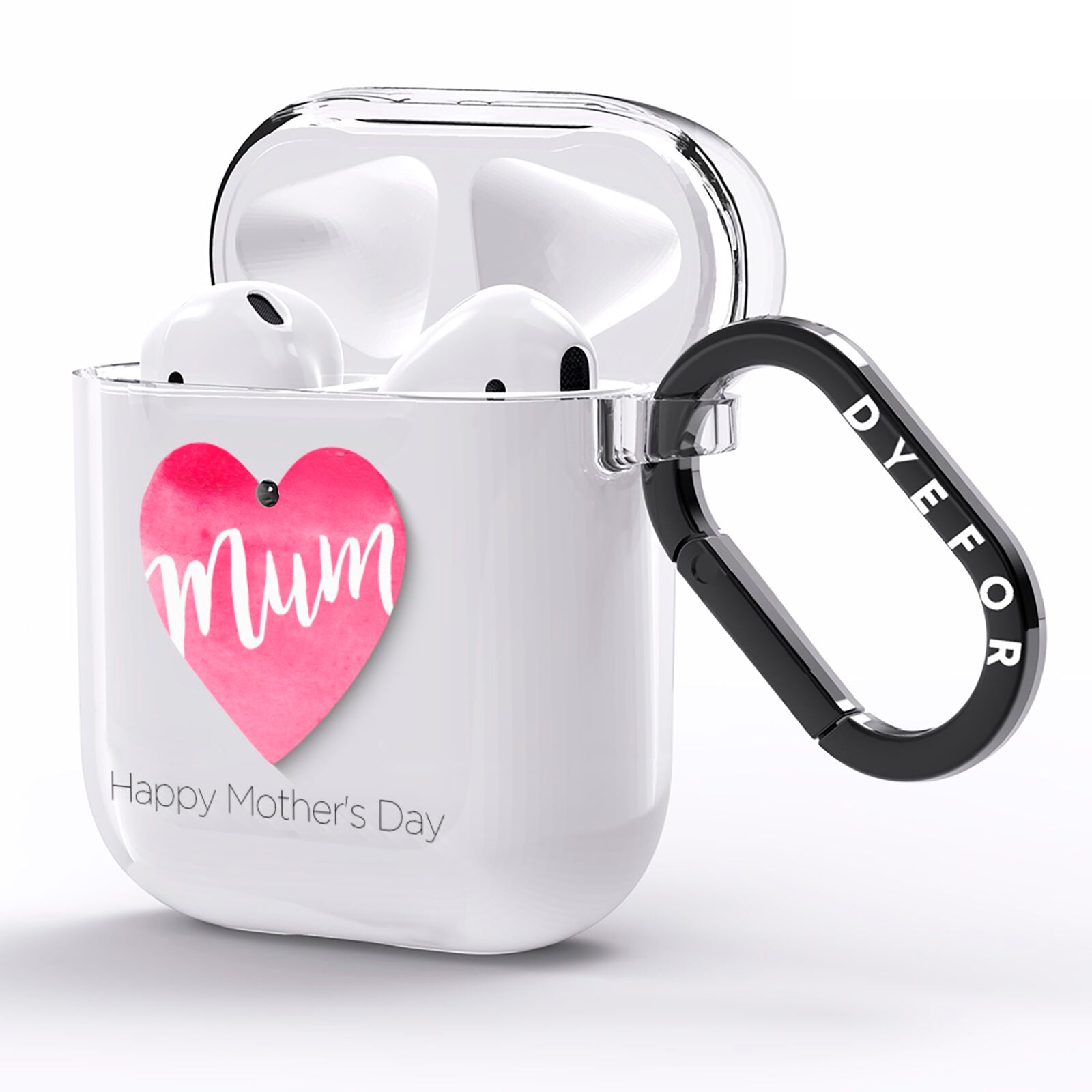 Mothers Day Watercolour Heart AirPods Clear Case Side Image