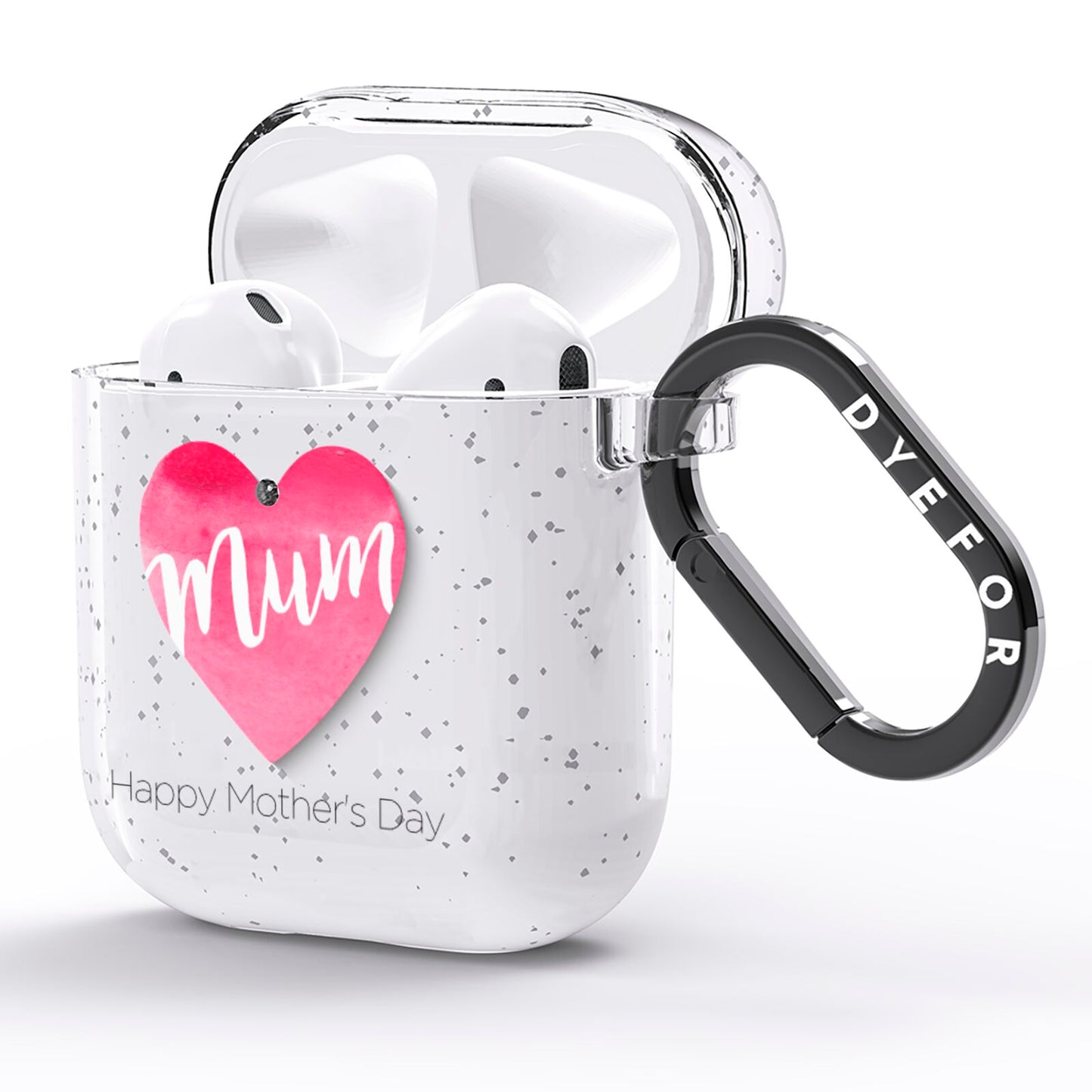 Mothers Day Watercolour Heart AirPods Glitter Case Side Image