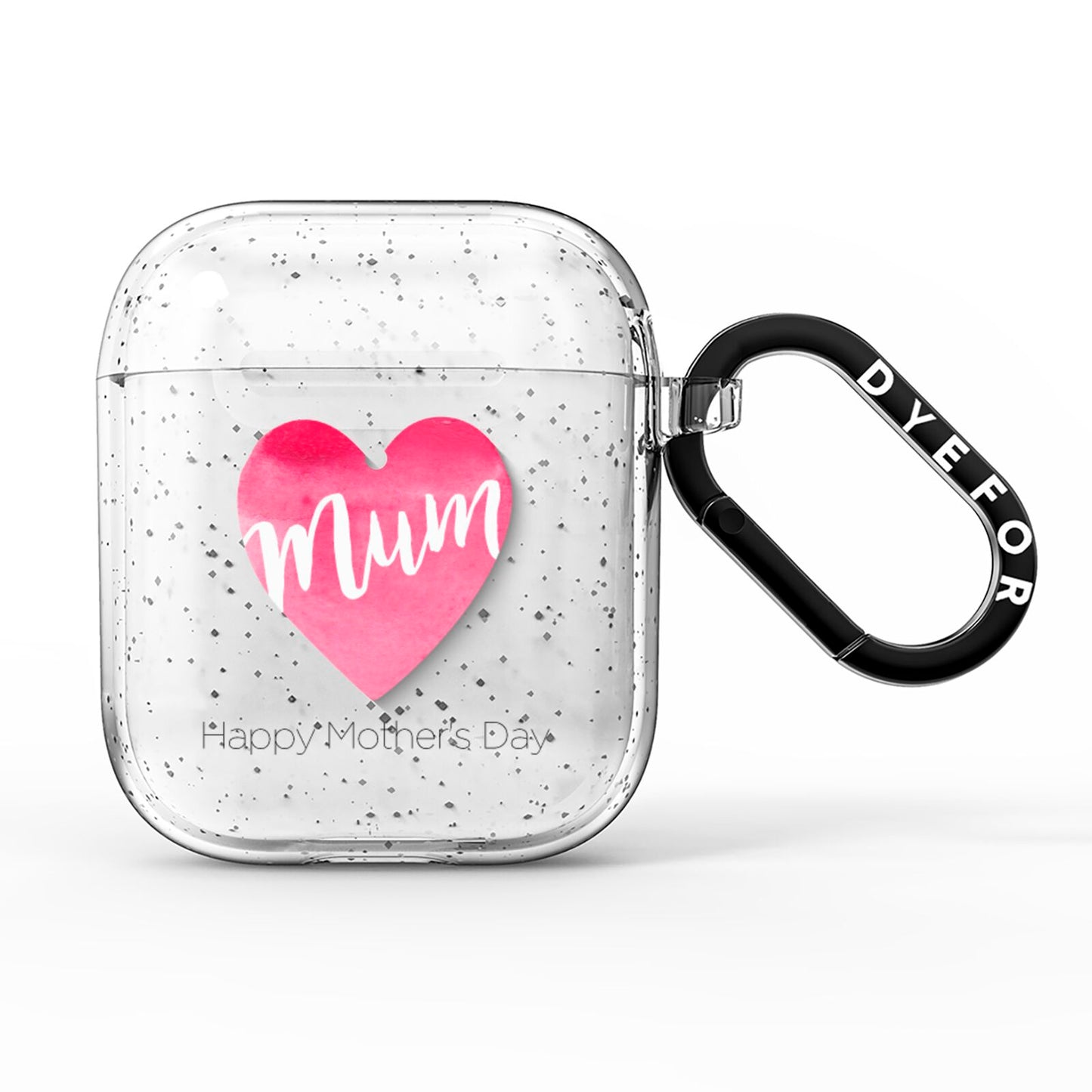 Mothers Day Watercolour Heart AirPods Glitter Case