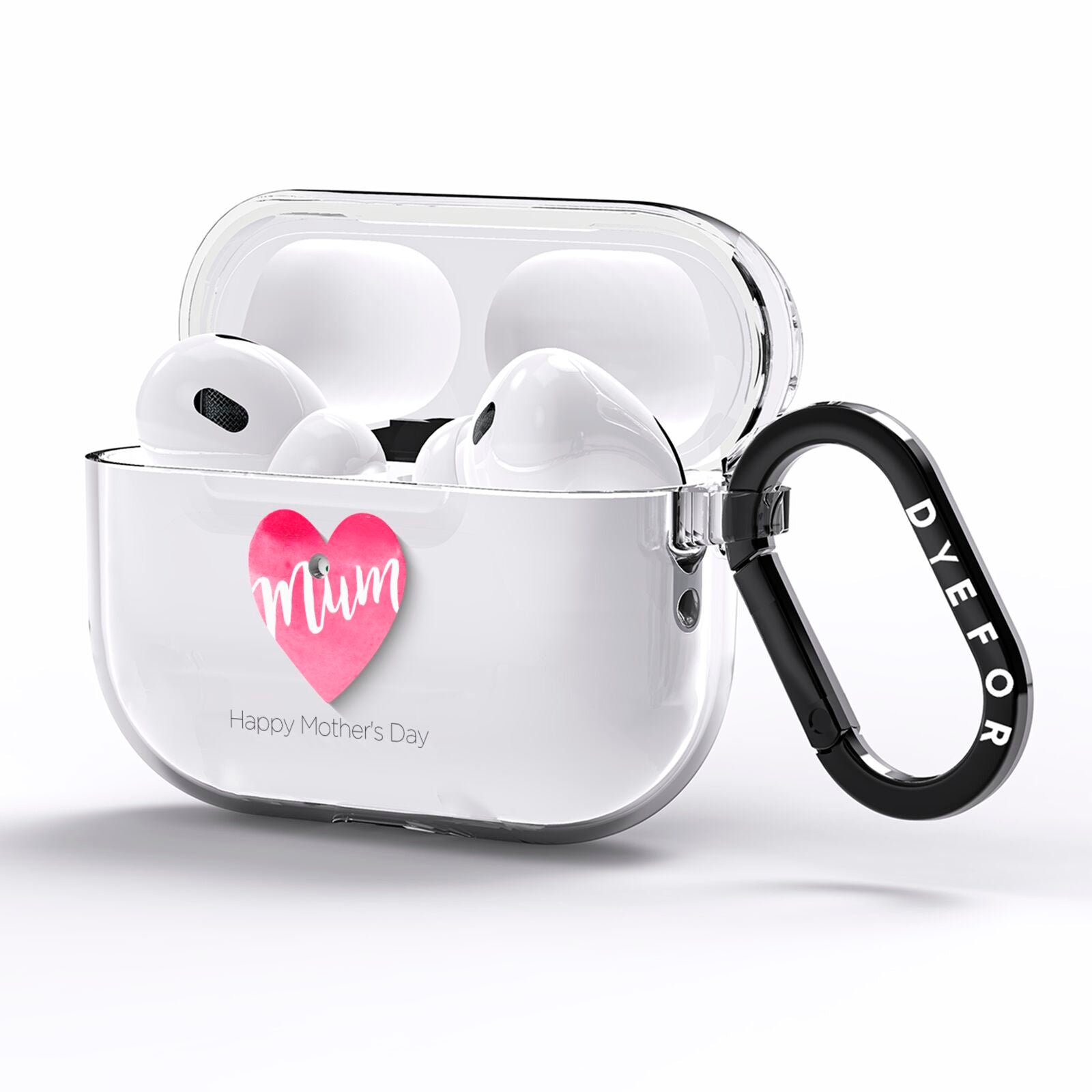 Mothers Day Watercolour Heart AirPods Pro Clear Case Side Image