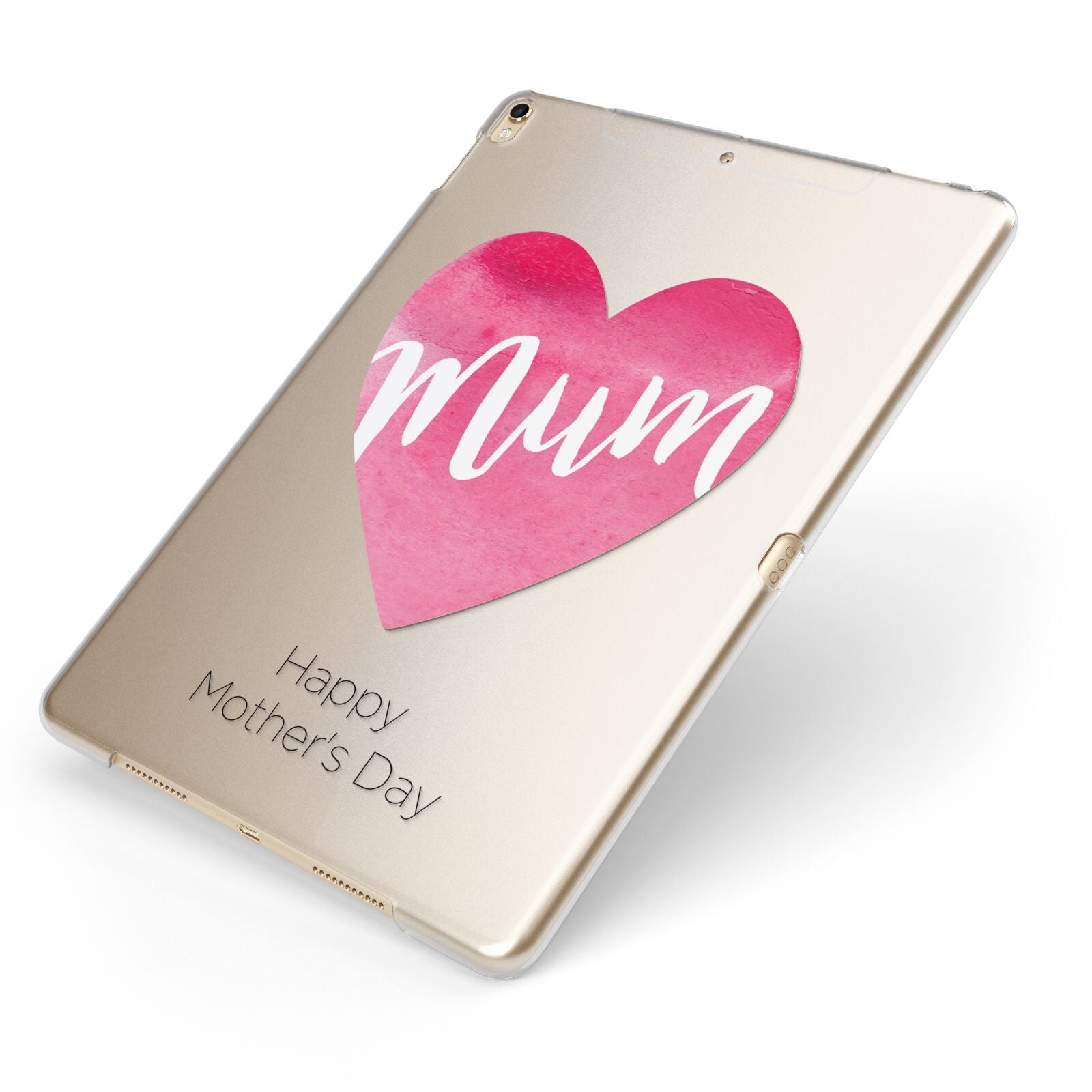 Mothers Day Watercolour Heart Apple iPad Case on Gold iPad Side View