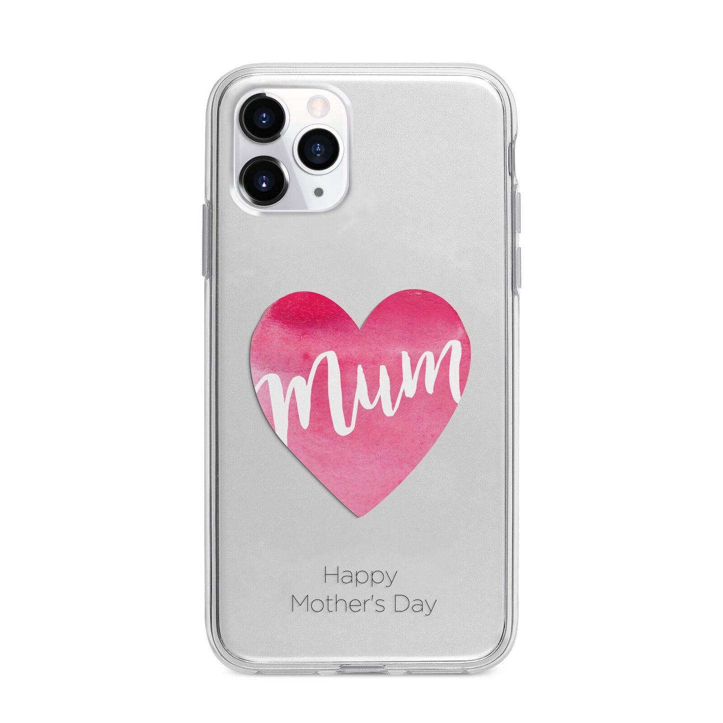 Mothers Day Watercolour Heart Apple iPhone 11 Pro Max in Silver with Bumper Case