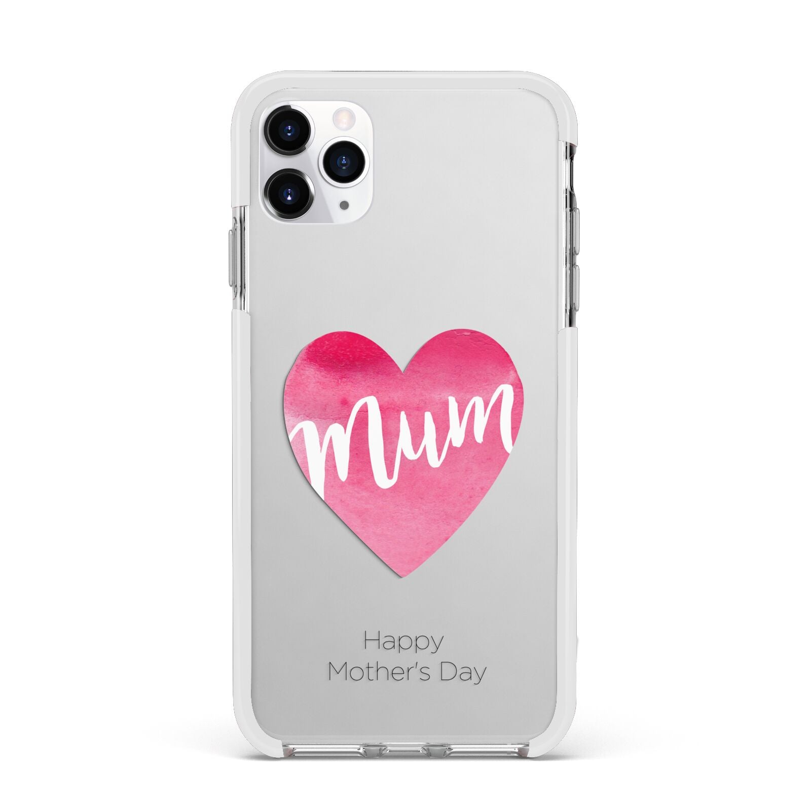 Mothers Day Watercolour Heart Apple iPhone 11 Pro Max in Silver with White Impact Case