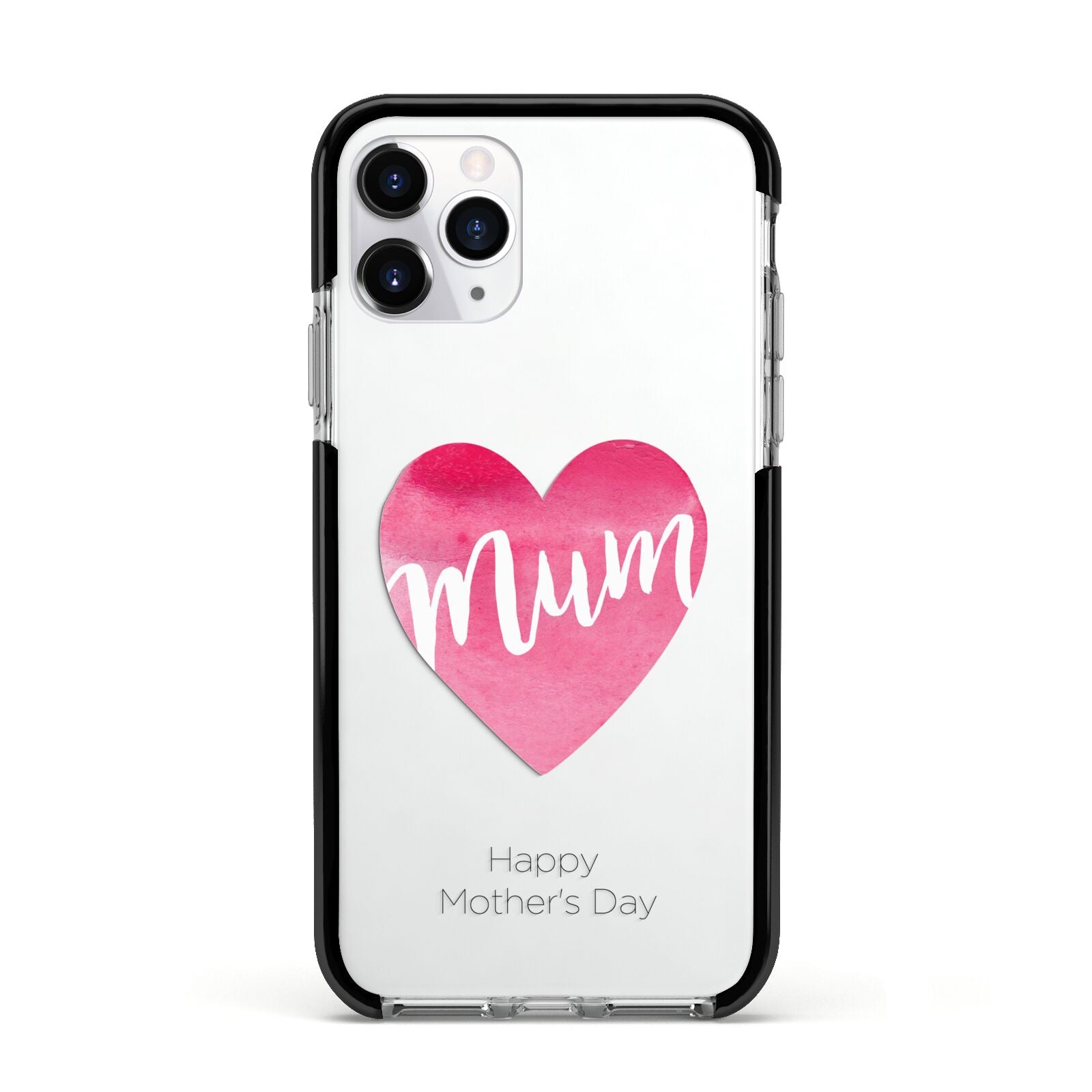 Mothers Day Watercolour Heart Apple iPhone 11 Pro in Silver with Black Impact Case