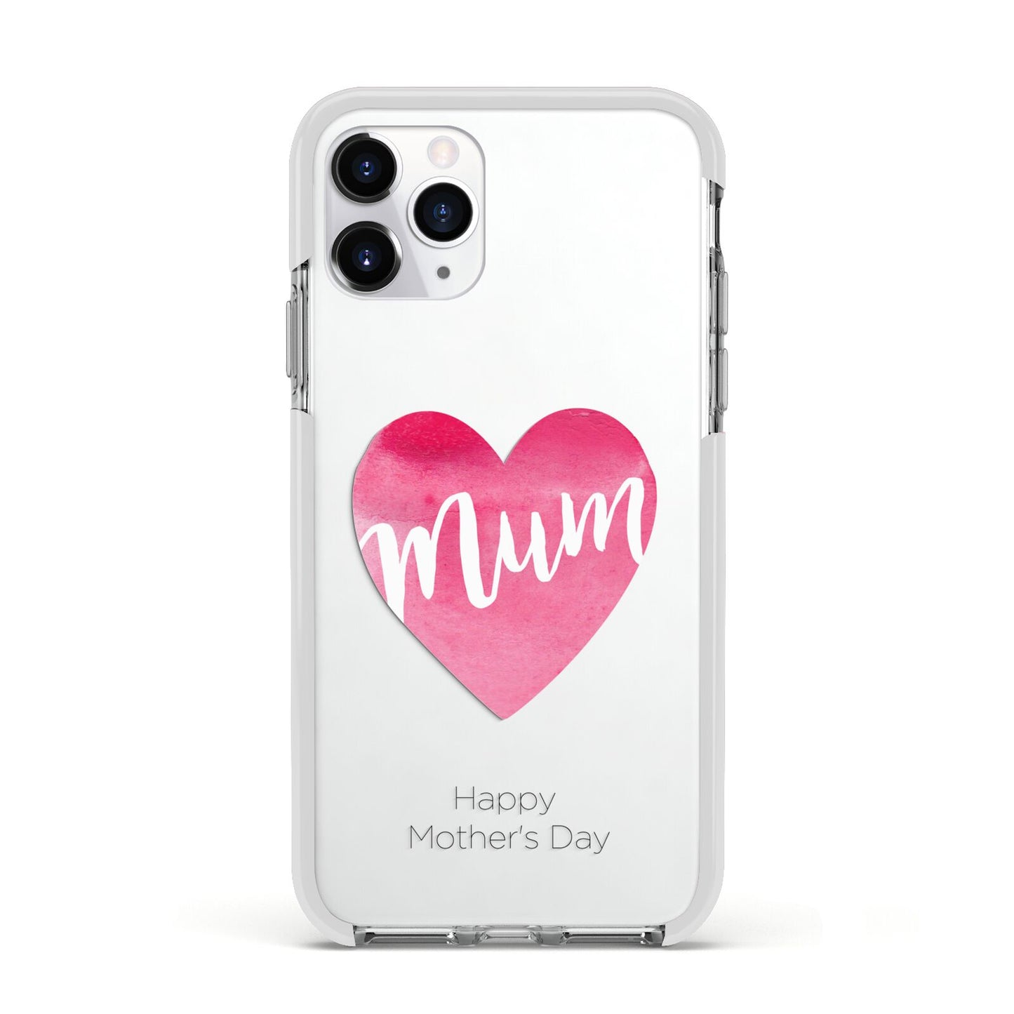 Mothers Day Watercolour Heart Apple iPhone 11 Pro in Silver with White Impact Case