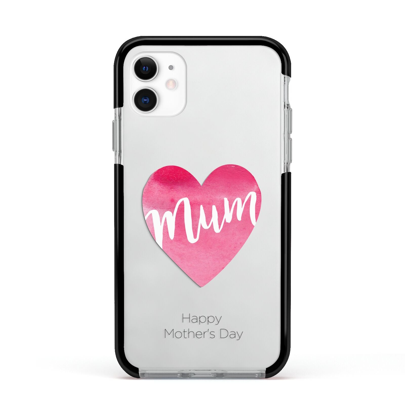 Mothers Day Watercolour Heart Apple iPhone 11 in White with Black Impact Case