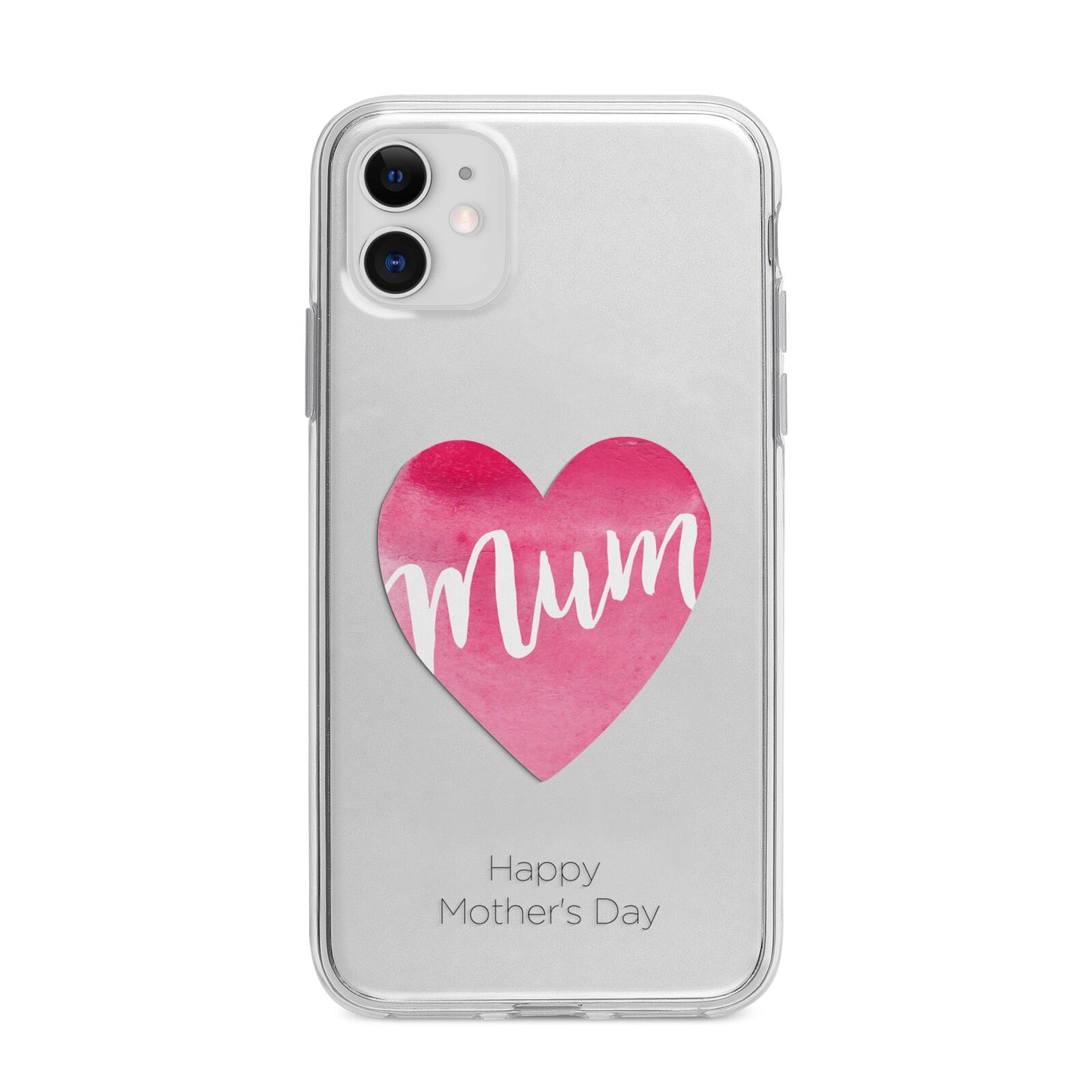 Mothers Day Watercolour Heart Apple iPhone 11 in White with Bumper Case