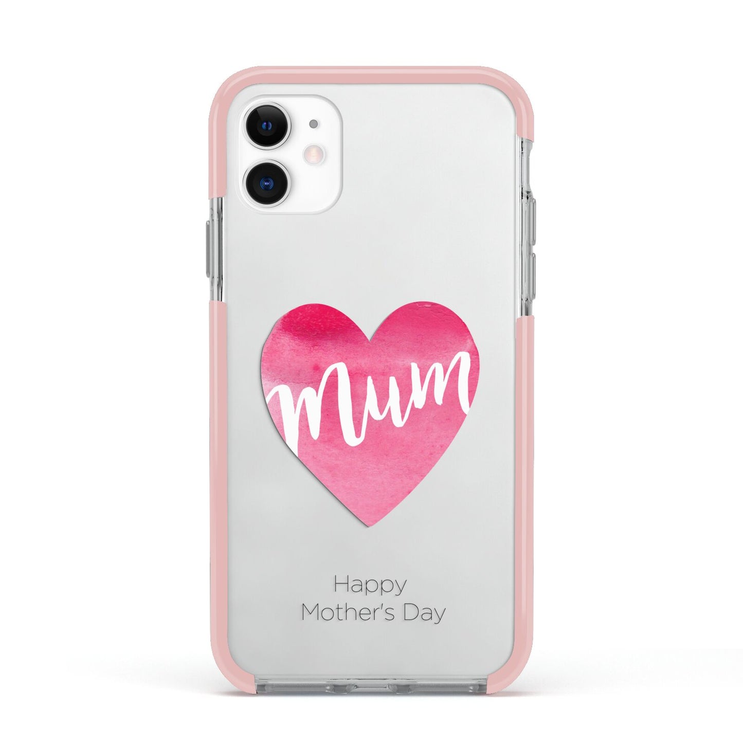 Mothers Day Watercolour Heart Apple iPhone 11 in White with Pink Impact Case