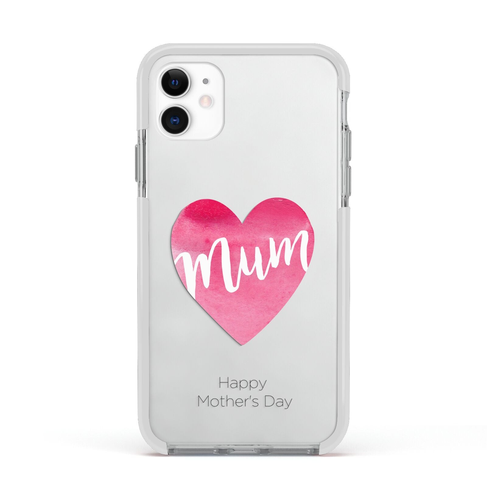 Mothers Day Watercolour Heart Apple iPhone 11 in White with White Impact Case