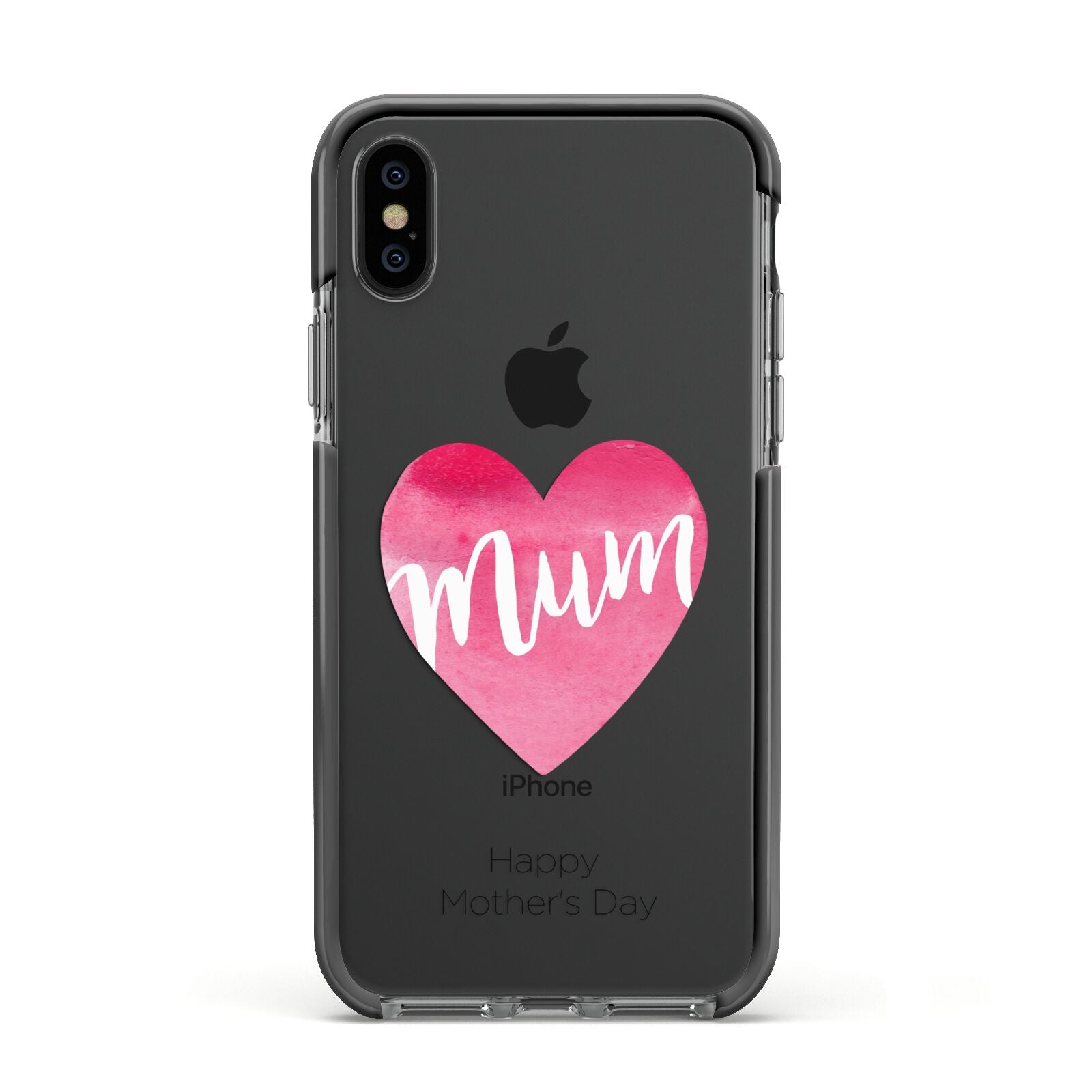 Mothers Day Watercolour Heart Apple iPhone Xs Impact Case Black Edge on Black Phone