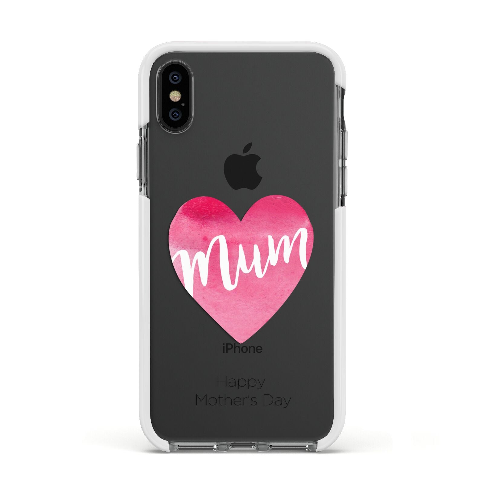 Mothers Day Watercolour Heart Apple iPhone Xs Impact Case White Edge on Black Phone