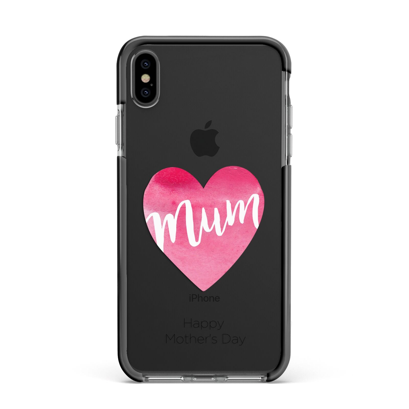 Mothers Day Watercolour Heart Apple iPhone Xs Max Impact Case Black Edge on Black Phone