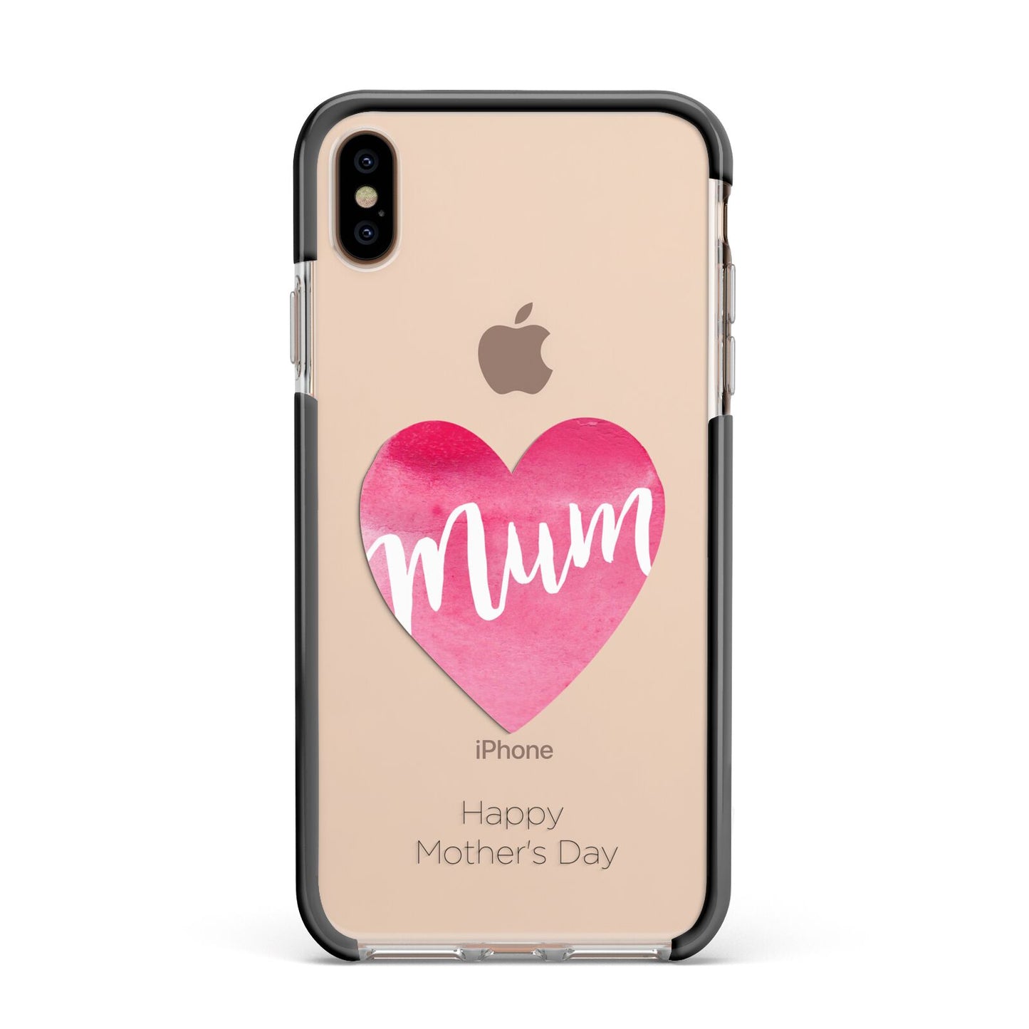 Mothers Day Watercolour Heart Apple iPhone Xs Max Impact Case Black Edge on Gold Phone