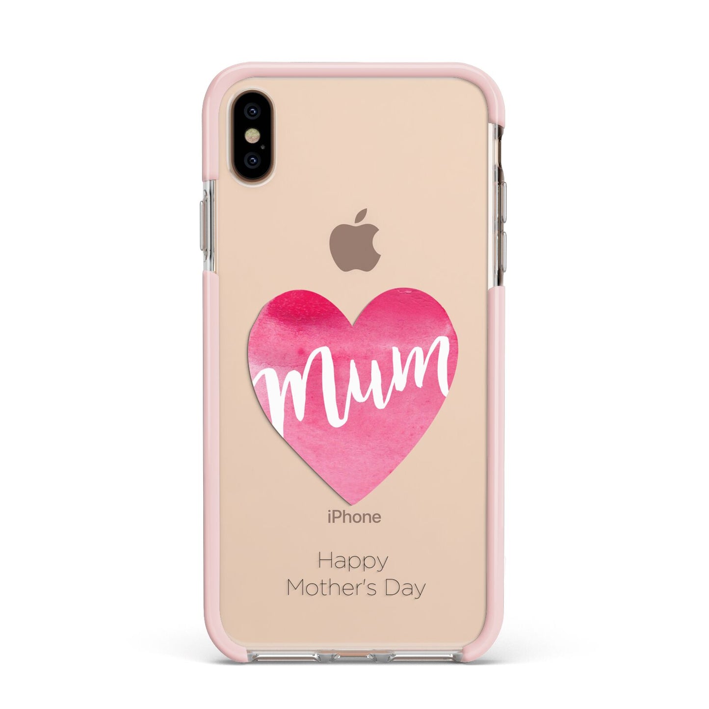 Mothers Day Watercolour Heart Apple iPhone Xs Max Impact Case Pink Edge on Gold Phone