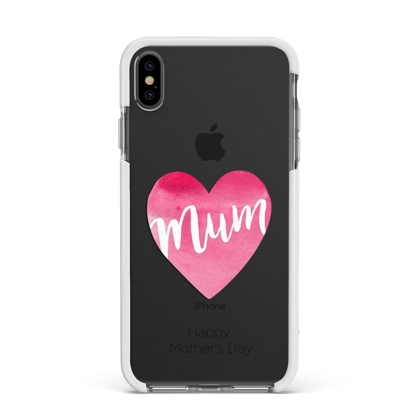 Mothers Day Watercolour Heart Apple iPhone Xs Max Impact Case White Edge on Black Phone