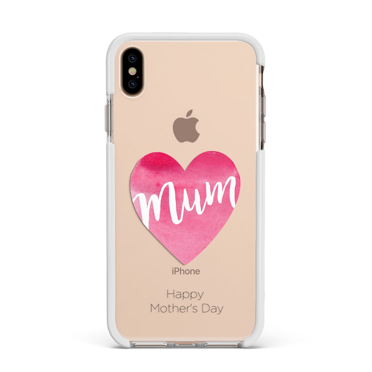 Mothers Day Watercolour Heart Apple iPhone Xs Max Impact Case White Edge on Gold Phone