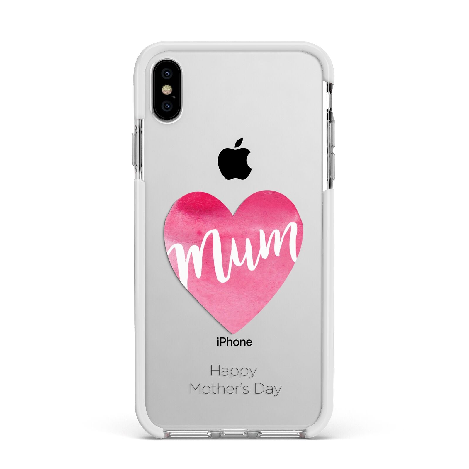 Mothers Day Watercolour Heart Apple iPhone Xs Max Impact Case White Edge on Silver Phone