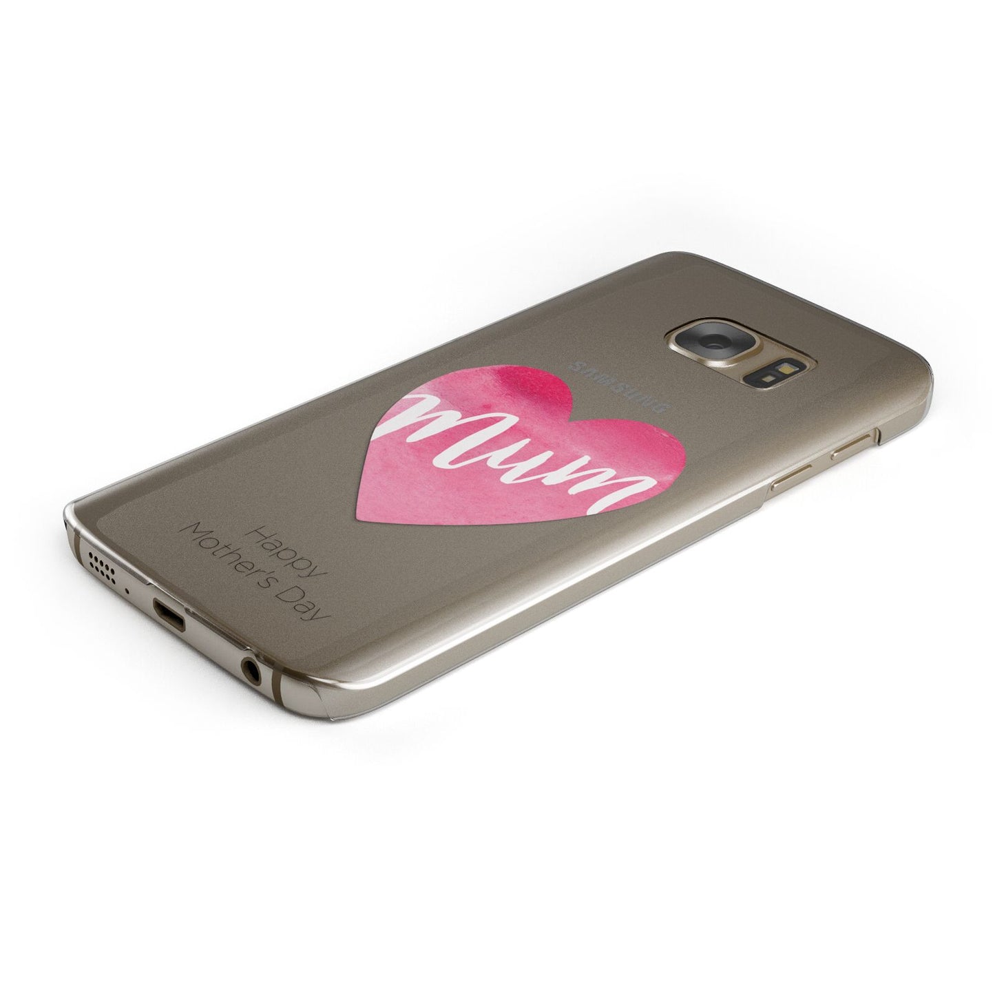 Mothers Day Watercolour Heart Protective Samsung Galaxy Case Angled Image