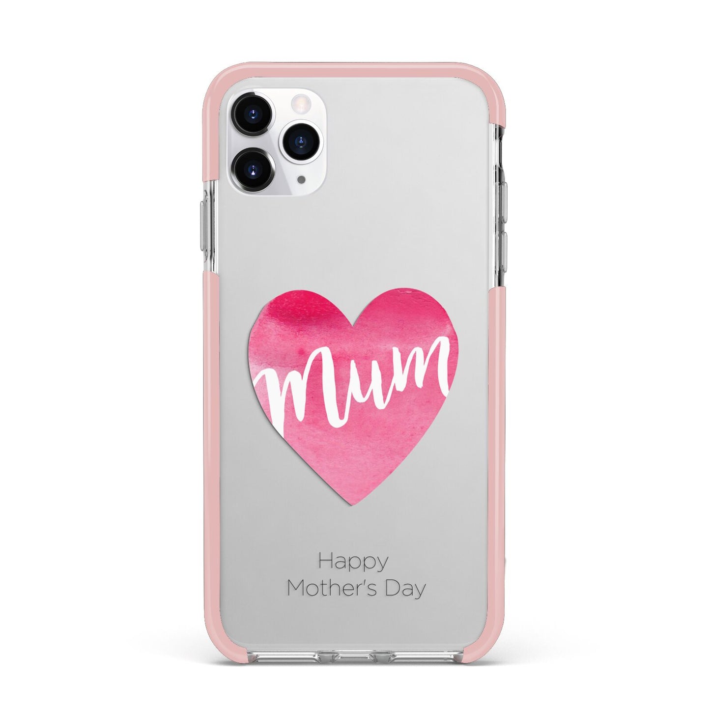 Mothers Day Watercolour Heart iPhone 11 Pro Max Impact Pink Edge Case