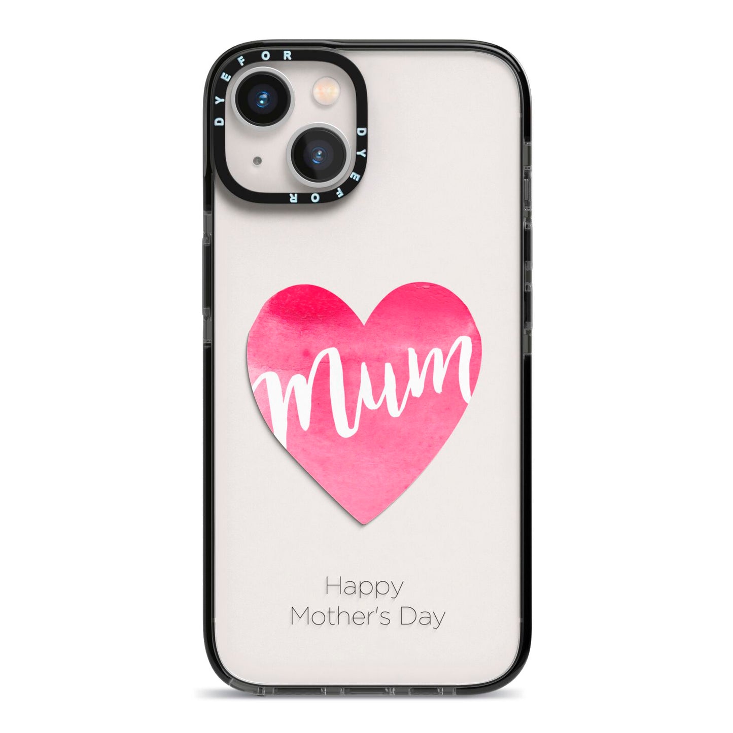 Mothers Day Watercolour Heart iPhone 13 Black Impact Case on Silver phone