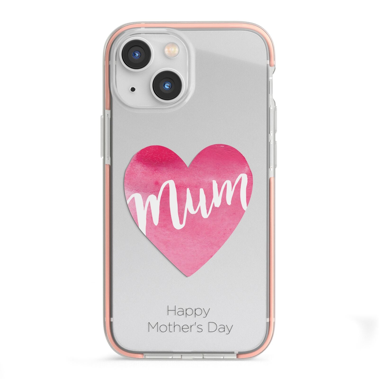 Mothers Day Watercolour Heart iPhone 13 Mini TPU Impact Case with Pink Edges