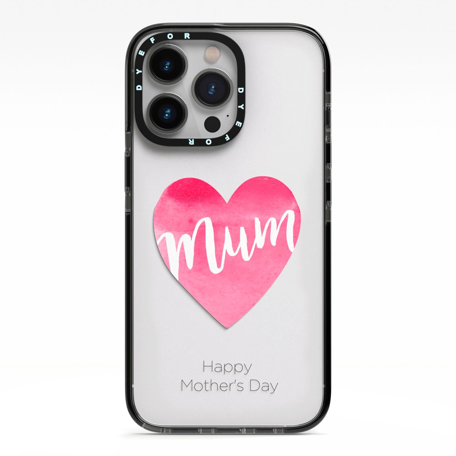 Mothers Day Watercolour Heart iPhone 13 Pro Black Impact Case on Silver phone