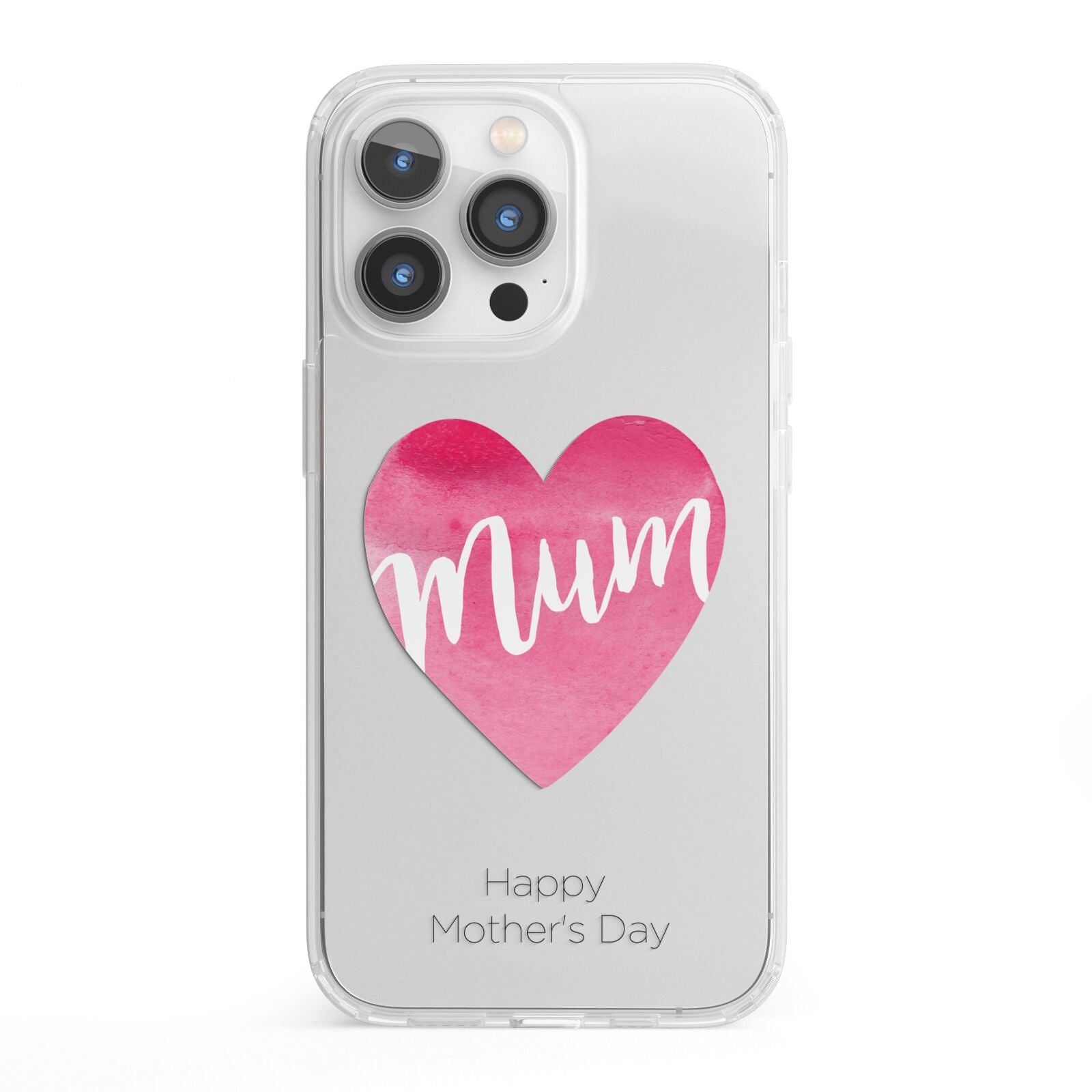 Mothers Day Watercolour Heart iPhone 13 Pro Clear Bumper Case