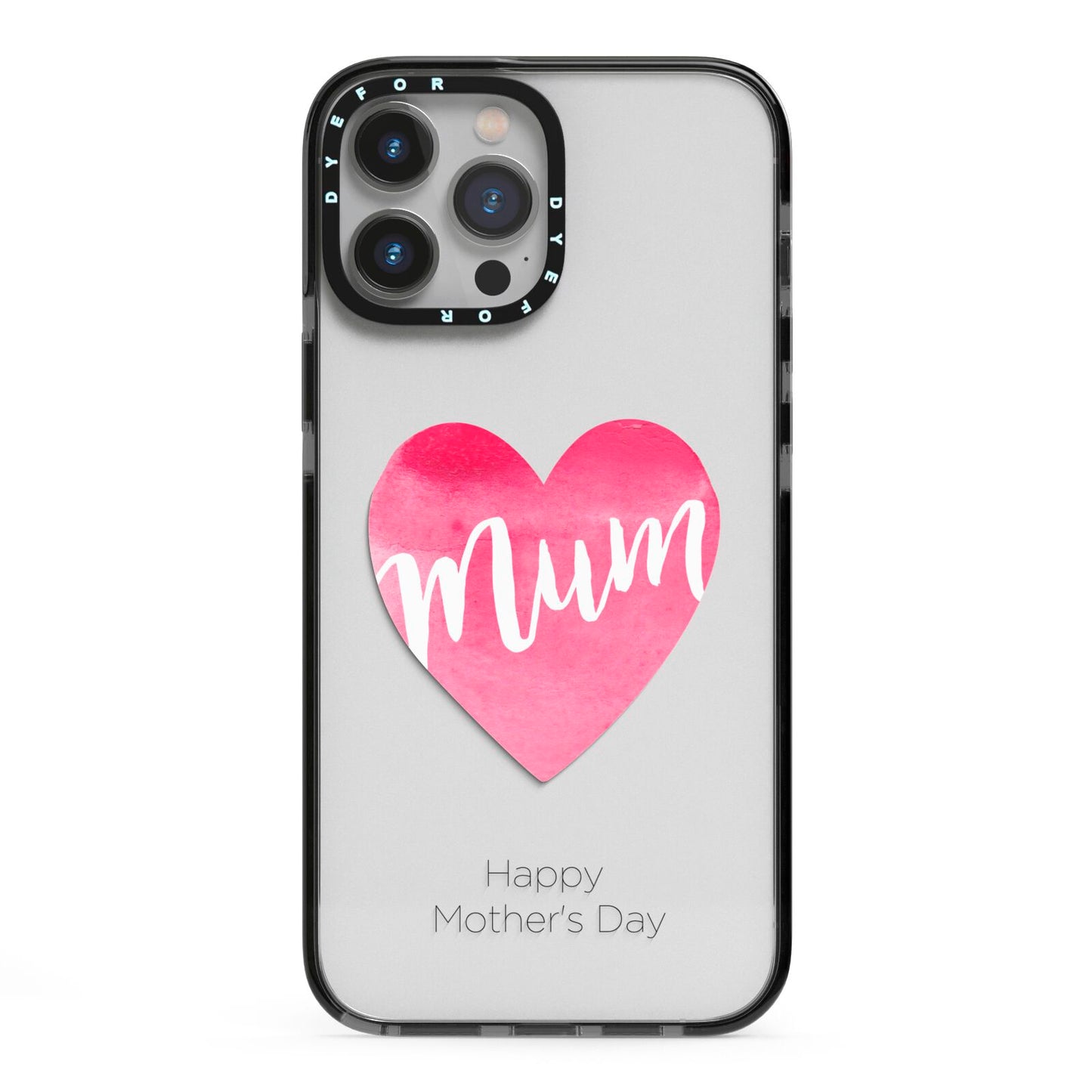 Mothers Day Watercolour Heart iPhone 13 Pro Max Black Impact Case on Silver phone