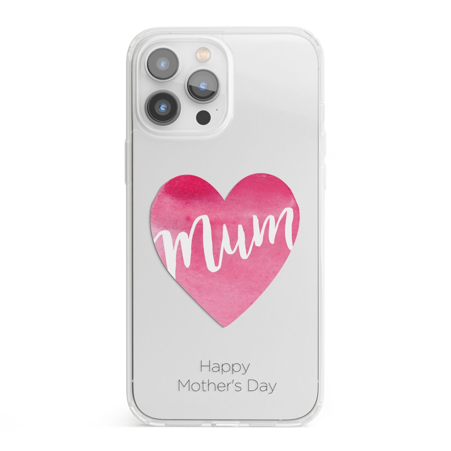 Mothers Day Watercolour Heart iPhone 13 Pro Max Clear Bumper Case