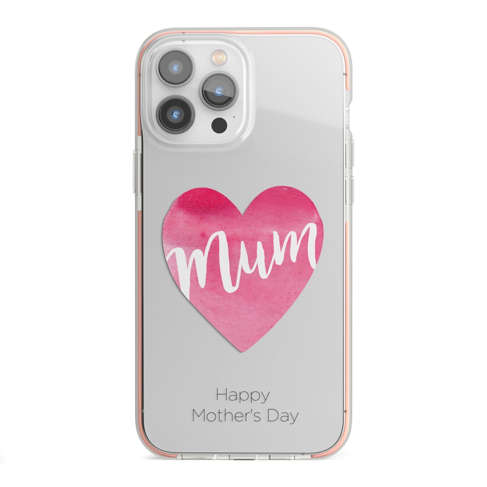 Mothers Day Watercolour Heart iPhone 13 Pro Max TPU Impact Case with Pink Edges