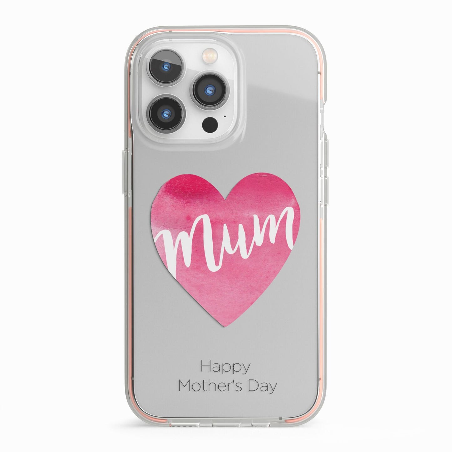 Mothers Day Watercolour Heart iPhone 13 Pro TPU Impact Case with Pink Edges