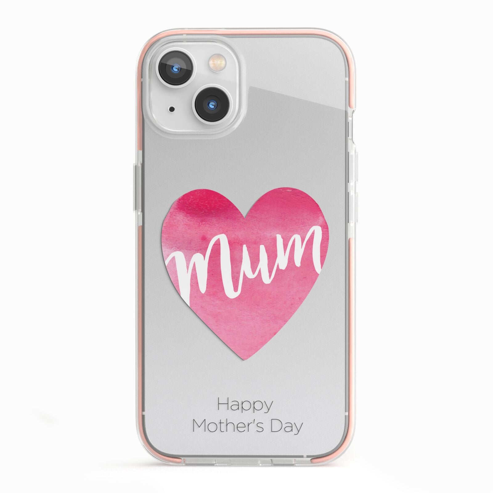 Mothers Day Watercolour Heart iPhone 13 TPU Impact Case with Pink Edges