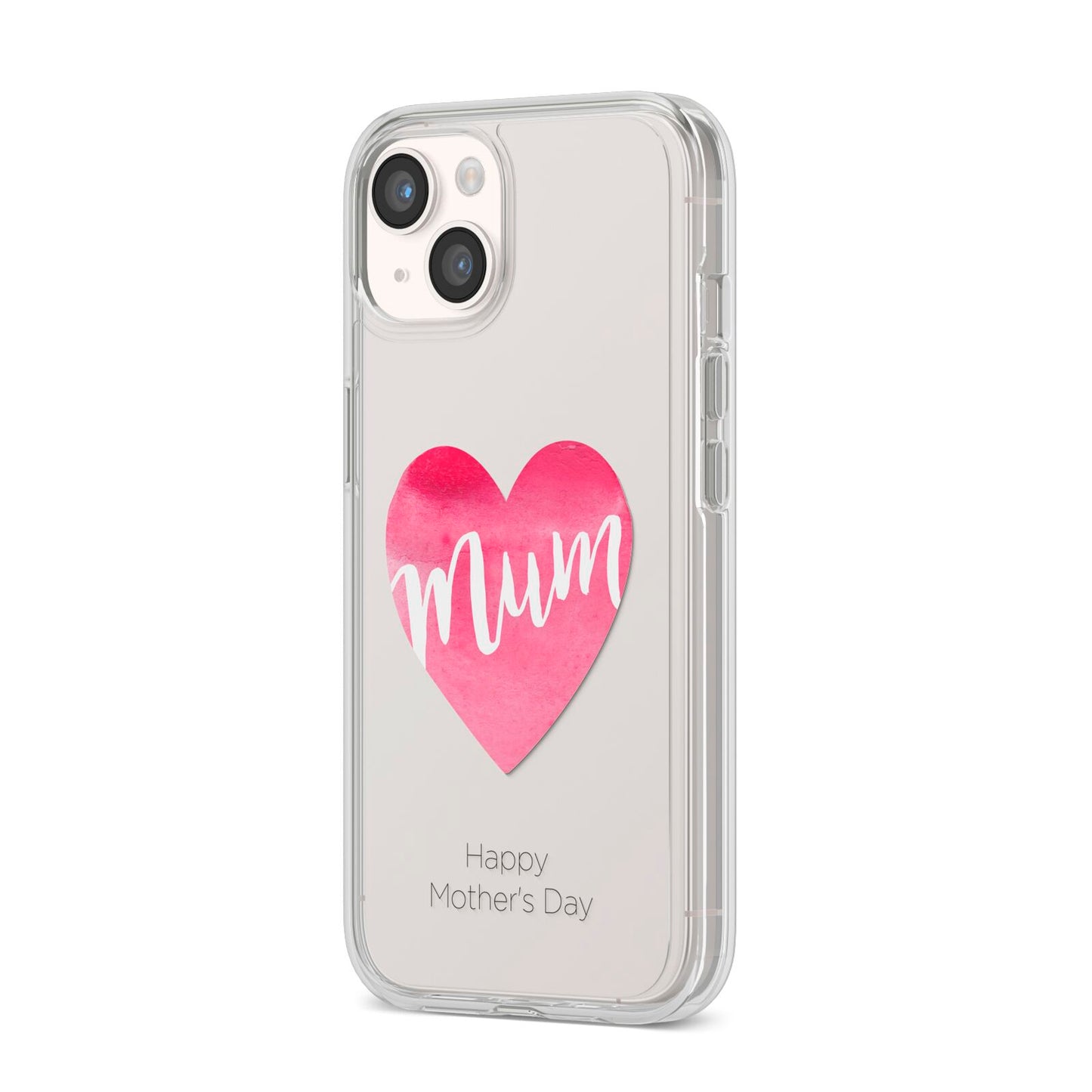 Mothers Day Watercolour Heart iPhone 14 Clear Tough Case Starlight Angled Image