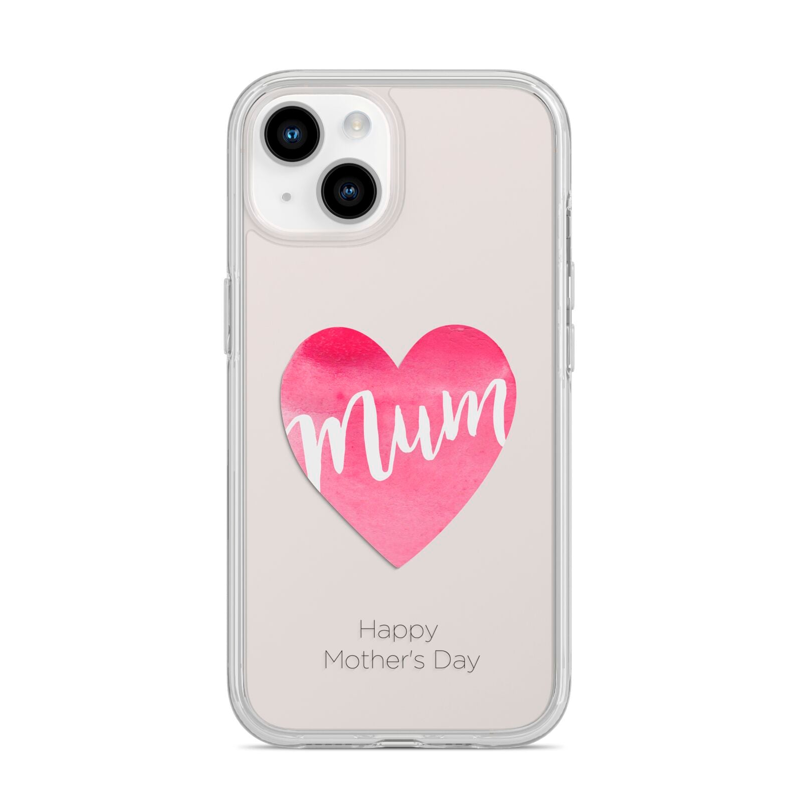 Mothers Day Watercolour Heart iPhone 14 Clear Tough Case Starlight