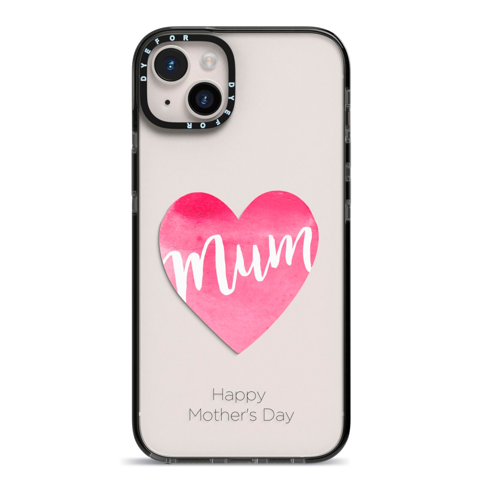 Mothers Day Watercolour Heart iPhone 14 Plus Black Impact Case on Silver phone