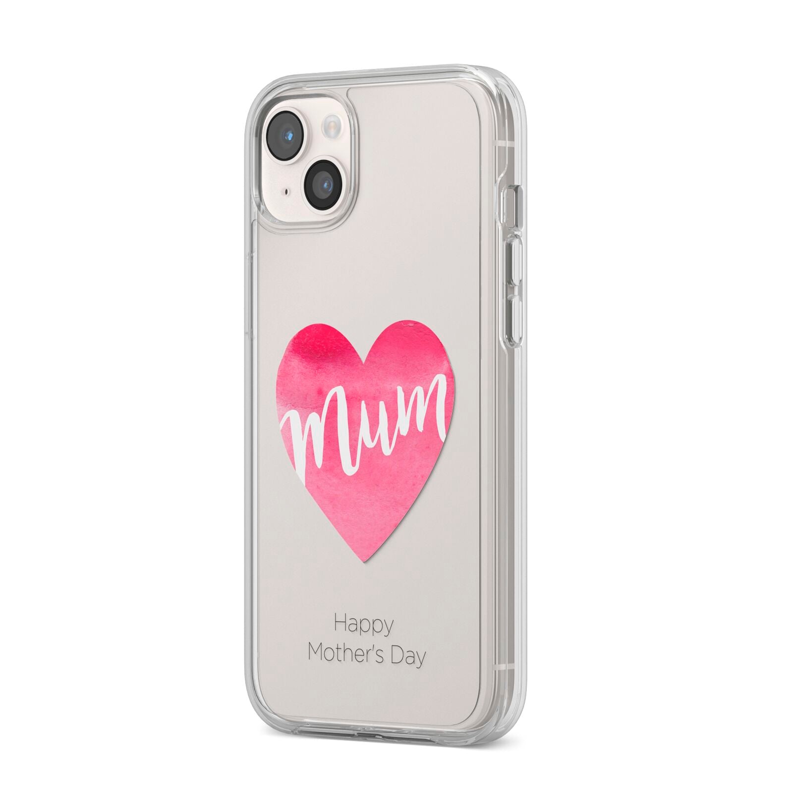 Mothers Day Watercolour Heart iPhone 14 Plus Clear Tough Case Starlight Angled Image