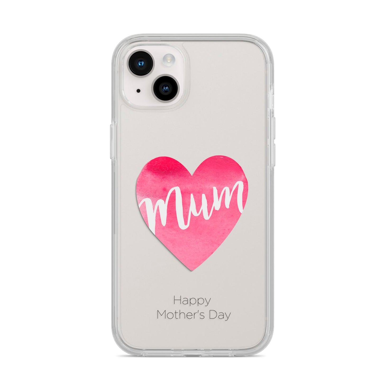 Mothers Day Watercolour Heart iPhone 14 Plus Clear Tough Case Starlight