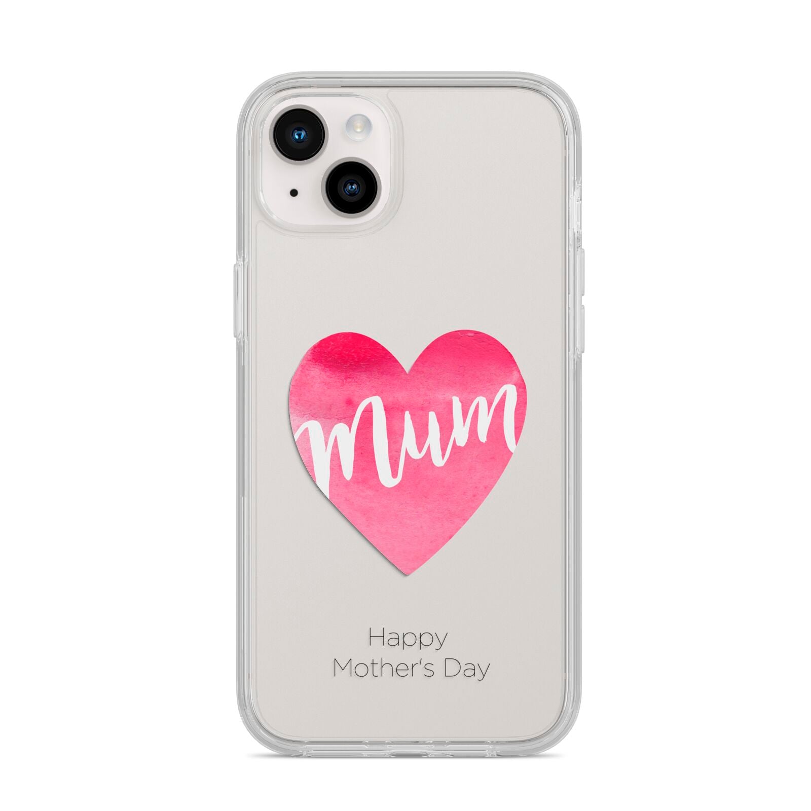 Mothers Day Watercolour Heart iPhone 14 Plus Clear Tough Case Starlight