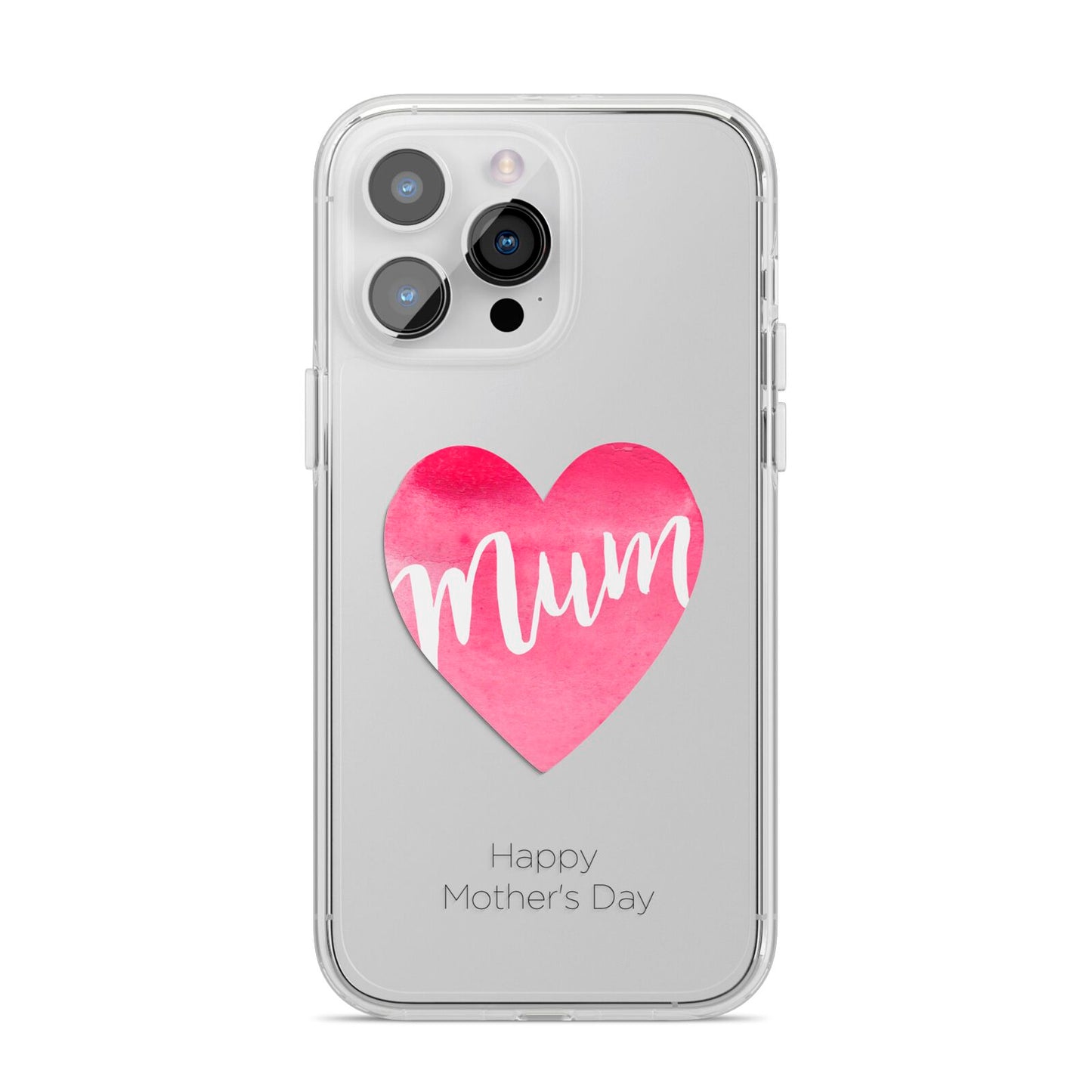 Mothers Day Watercolour Heart iPhone 14 Pro Max Clear Tough Case Silver