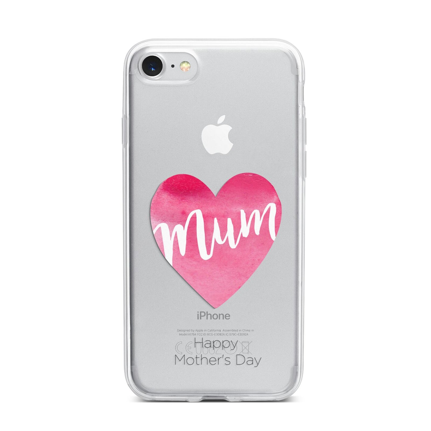 Mothers Day Watercolour Heart iPhone 7 Bumper Case on Silver iPhone