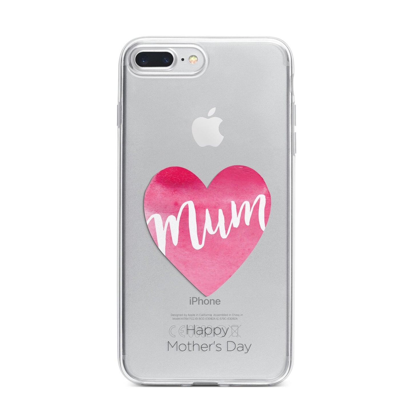 Mothers Day Watercolour Heart iPhone 7 Plus Bumper Case on Silver iPhone