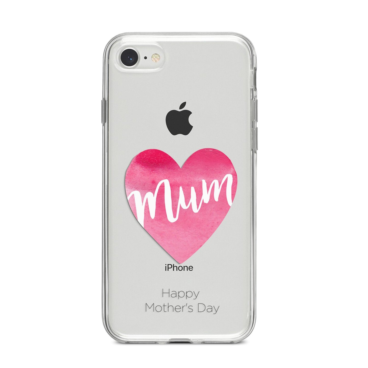 Mothers Day Watercolour Heart iPhone 8 Bumper Case on Silver iPhone