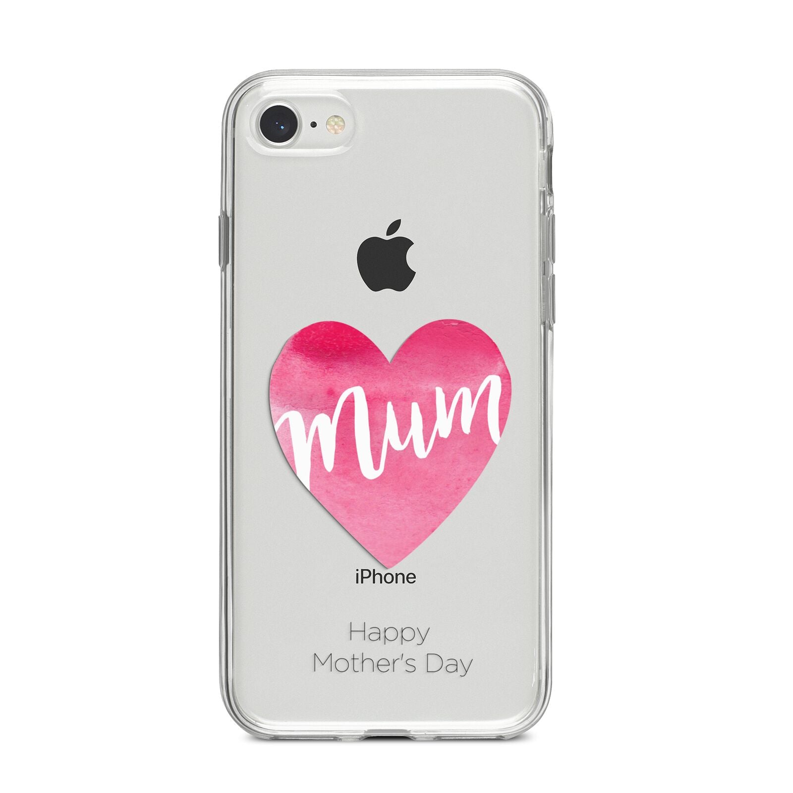 Mothers Day Watercolour Heart iPhone 8 Bumper Case on Silver iPhone