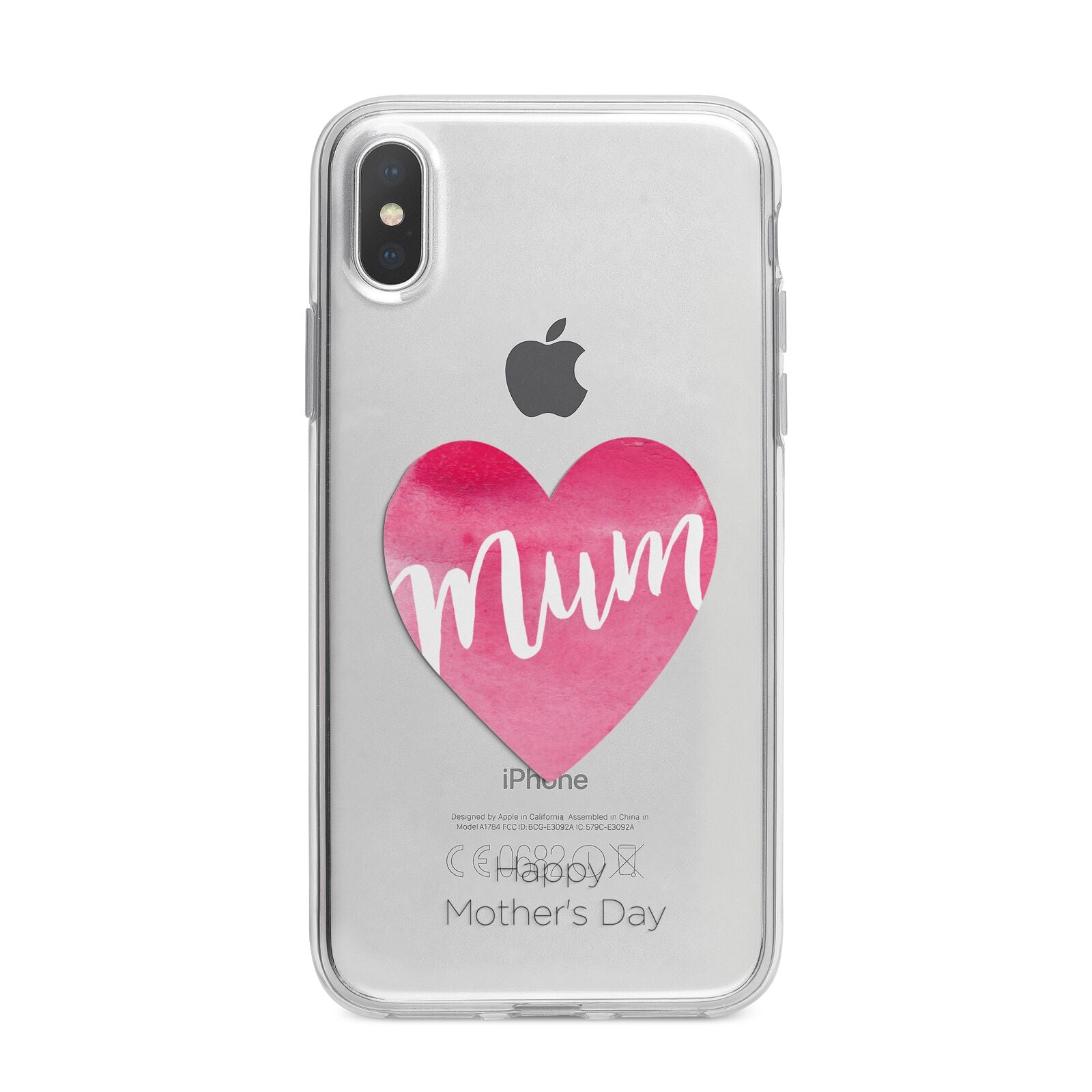 Mothers Day Watercolour Heart iPhone X Bumper Case on Silver iPhone Alternative Image 1