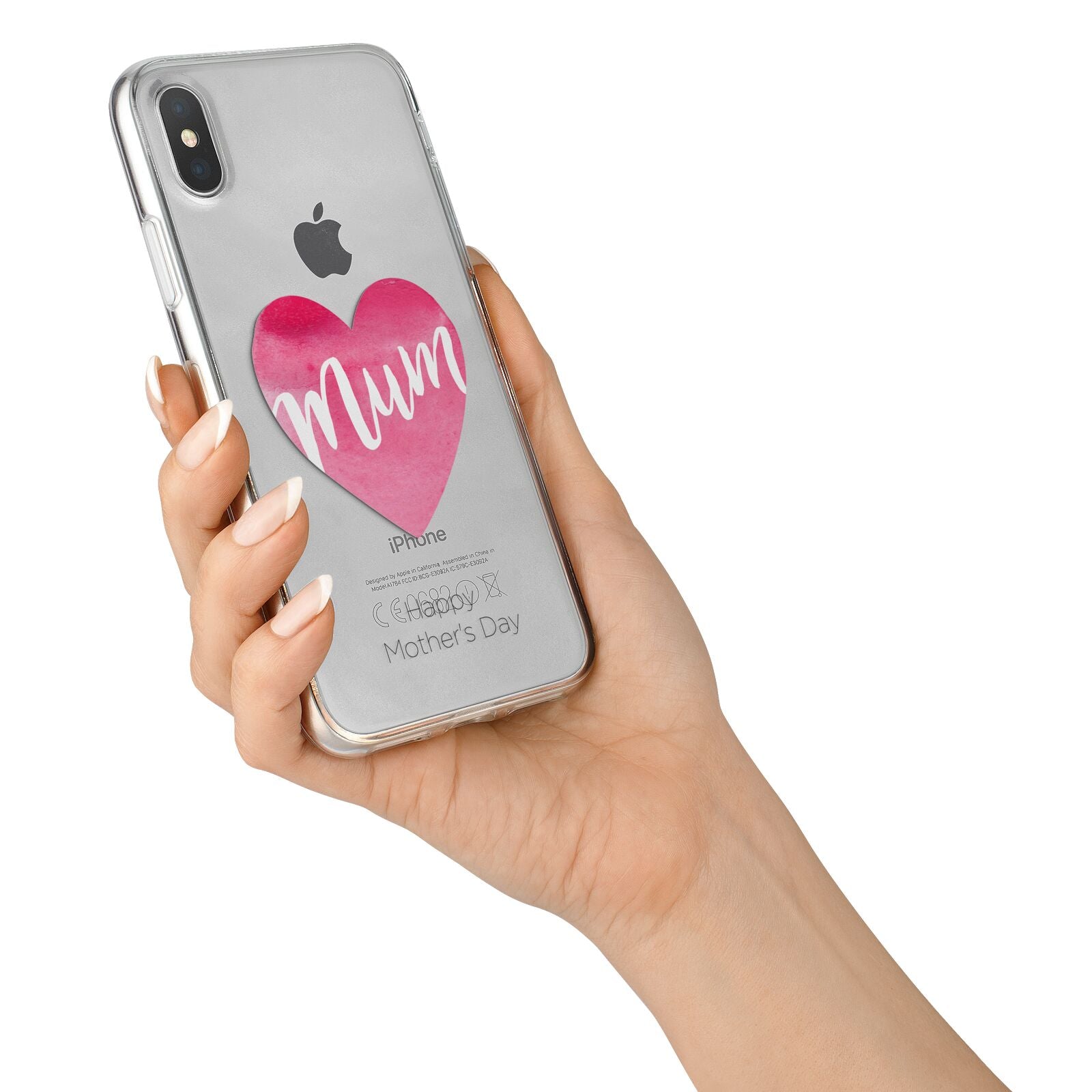 Mothers Day Watercolour Heart iPhone X Bumper Case on Silver iPhone Alternative Image 2