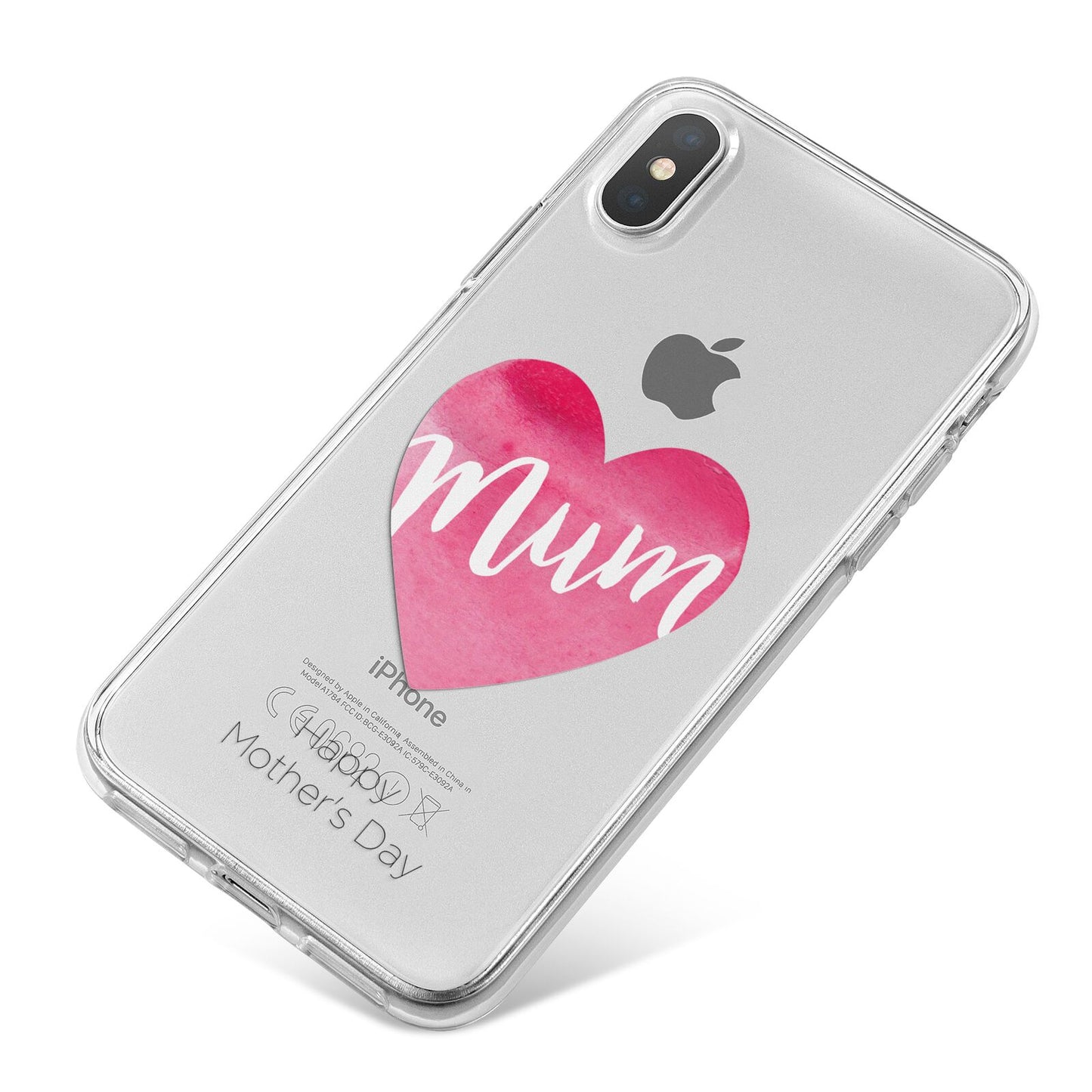 Mothers Day Watercolour Heart iPhone X Bumper Case on Silver iPhone