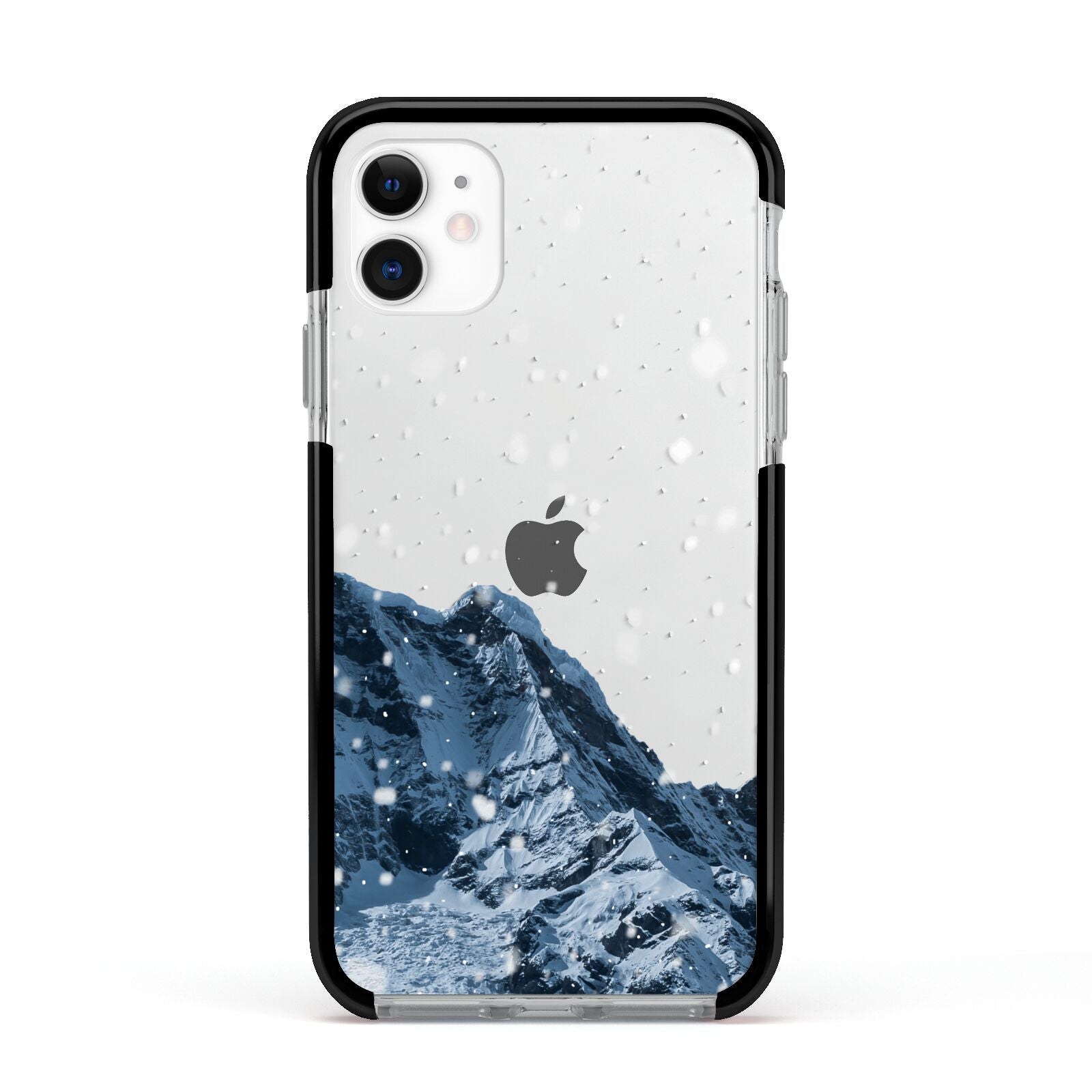 Mountain Snow Scene Apple iPhone 11 in White with Black Impact Case