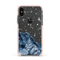 Mountain Snow Scene Apple iPhone Xs Impact Case Pink Edge on Black Phone